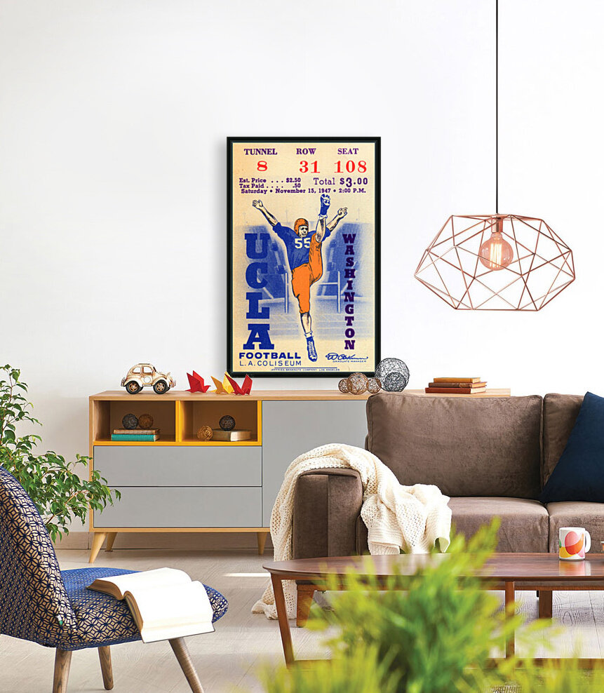 1947 Washington Huskies at UCLA Bruins Ticket Art Reproduction