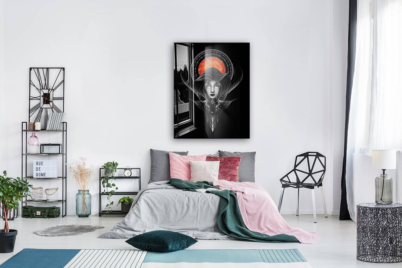 Trilia Red Nebula Fractal Portrait BLKGS Orange Sun Reproduction