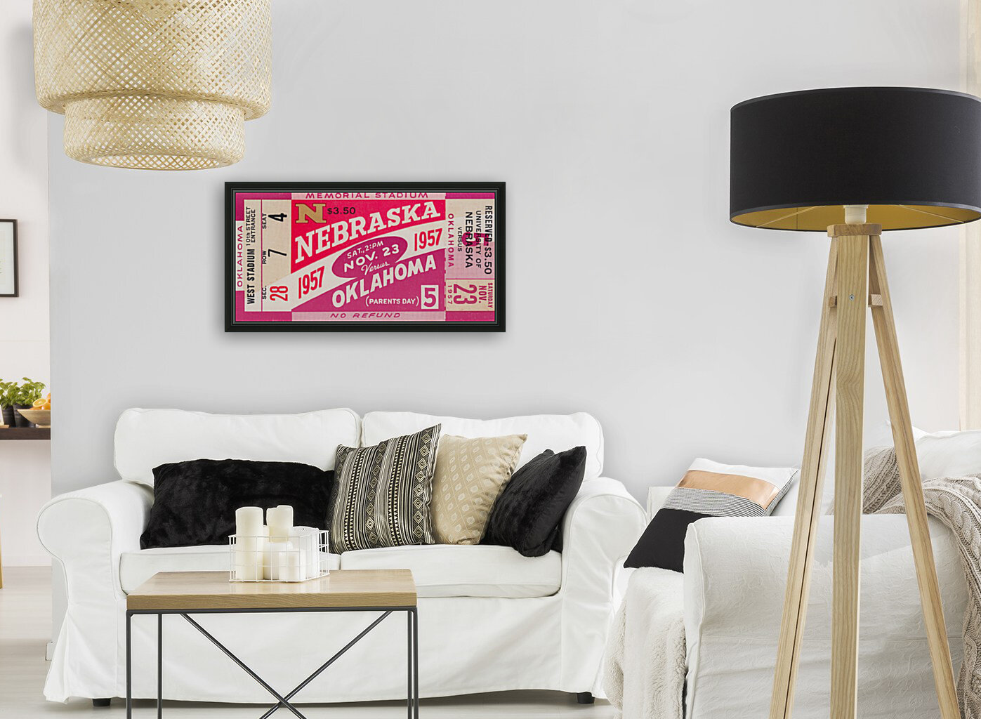 1957 Nebraska vs. Oklahoma Football Ticket Art Reproduction