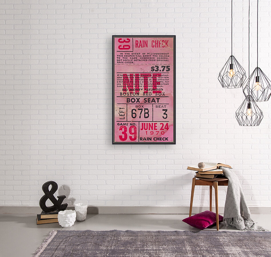 1970_Major League Baseball_Boston Red Sox Ticket Stub Art_Fenway Park Artwork_Red Sox vs. Orioles Reproduction