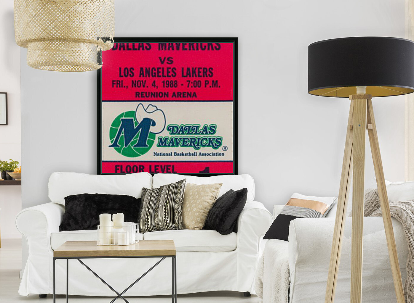 Dallas Mavericks Basketball Ticket Stub Wall Art Print_Sports Ticket Reproduction Reproduction