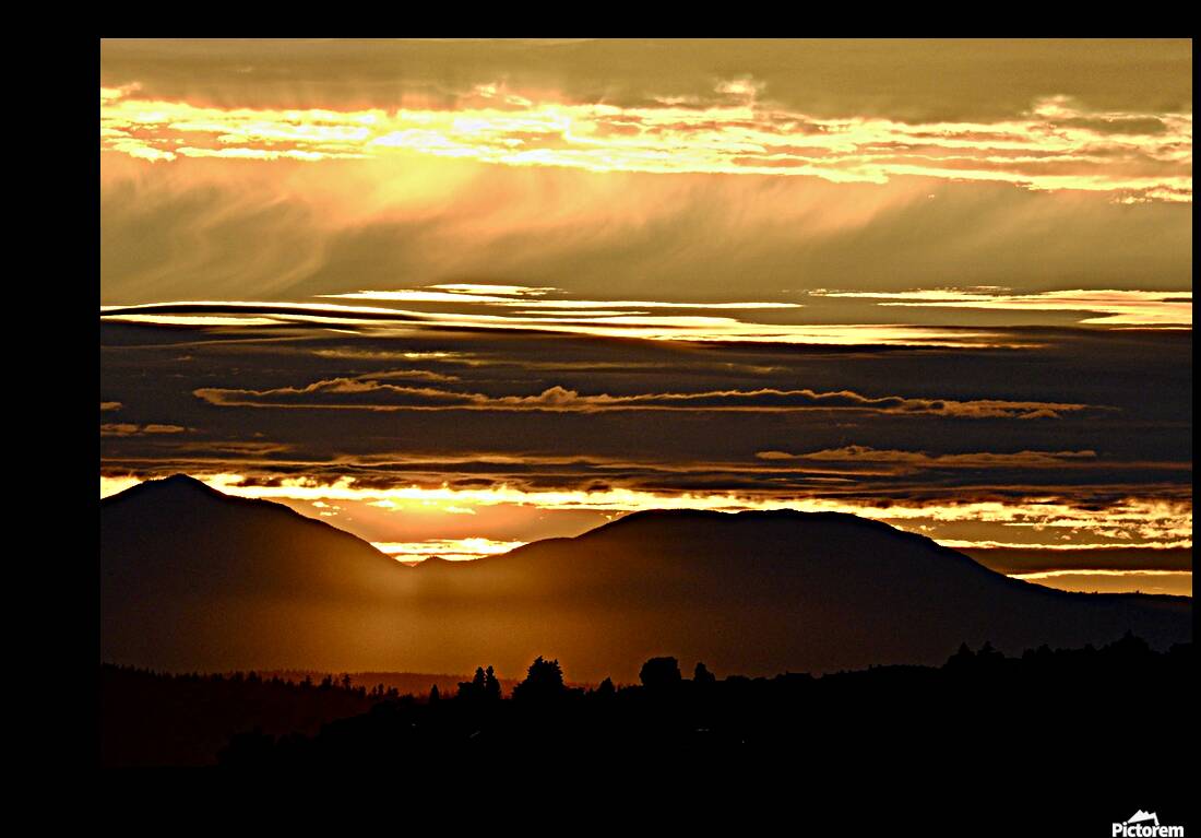 Sunset Over Olympic Mountains with Clouds