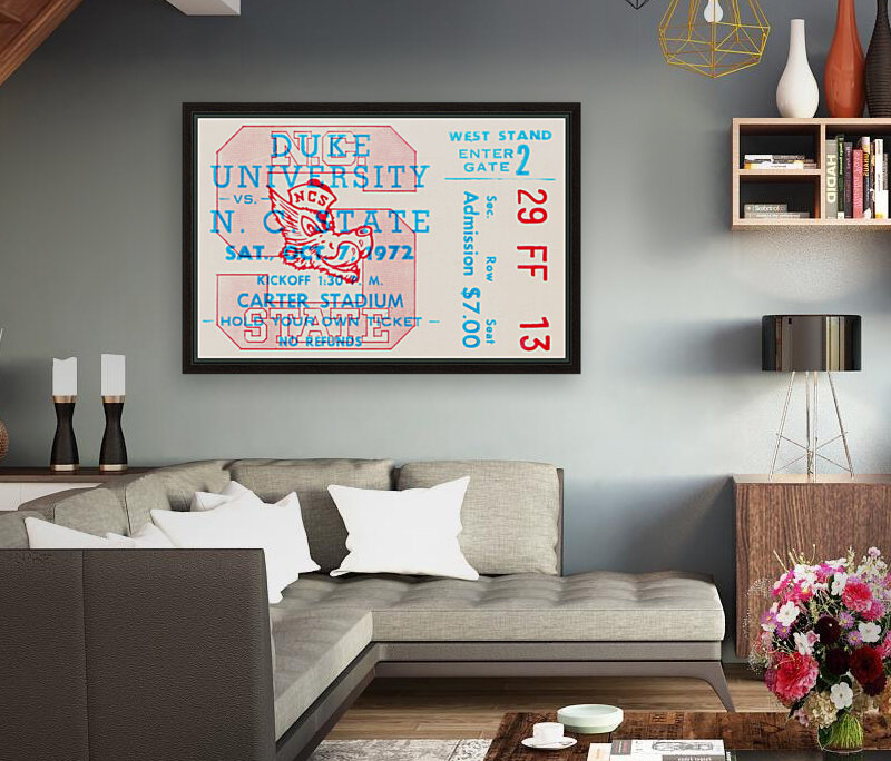 1972 nc state wolfpack football ticket art Reproduction