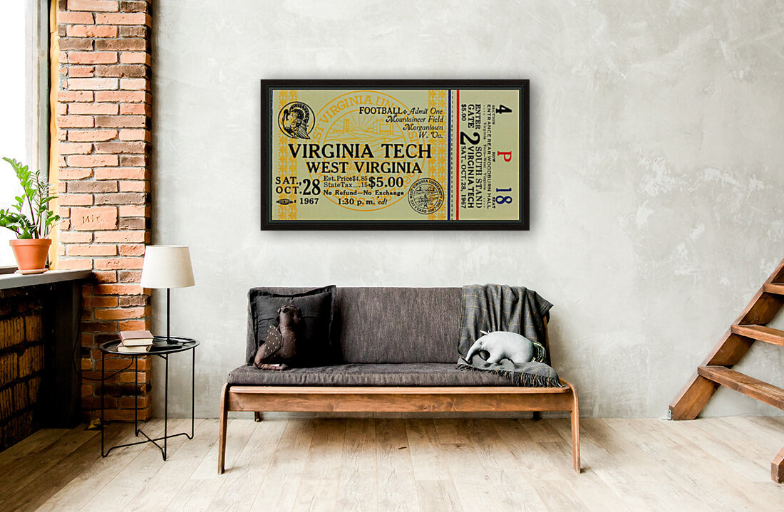 1967 west virginia university football ticket stub poster wall art Reproduction