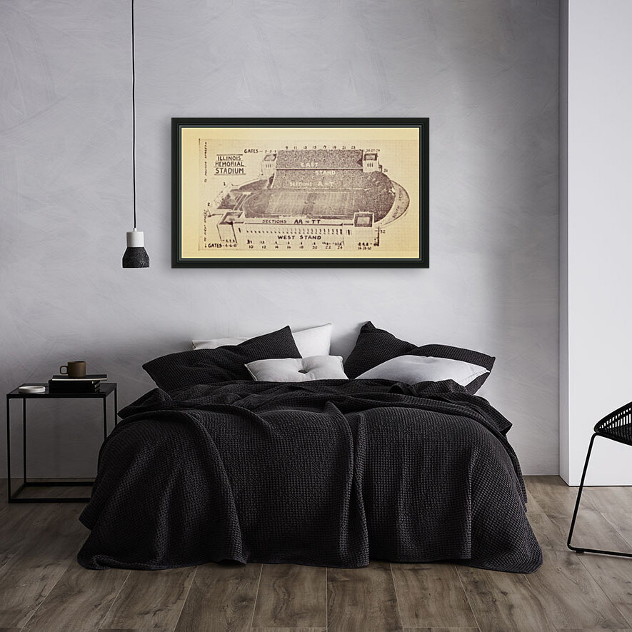 1933 Illinois Memorial Stadium Map Wall Art Reproduction