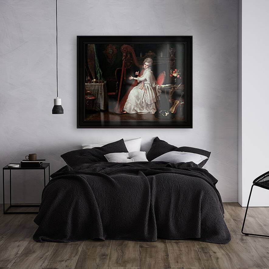 A Lady Playing on the Harp by Richard Cosway Old Masters Classical Art Reproduction Reproduction