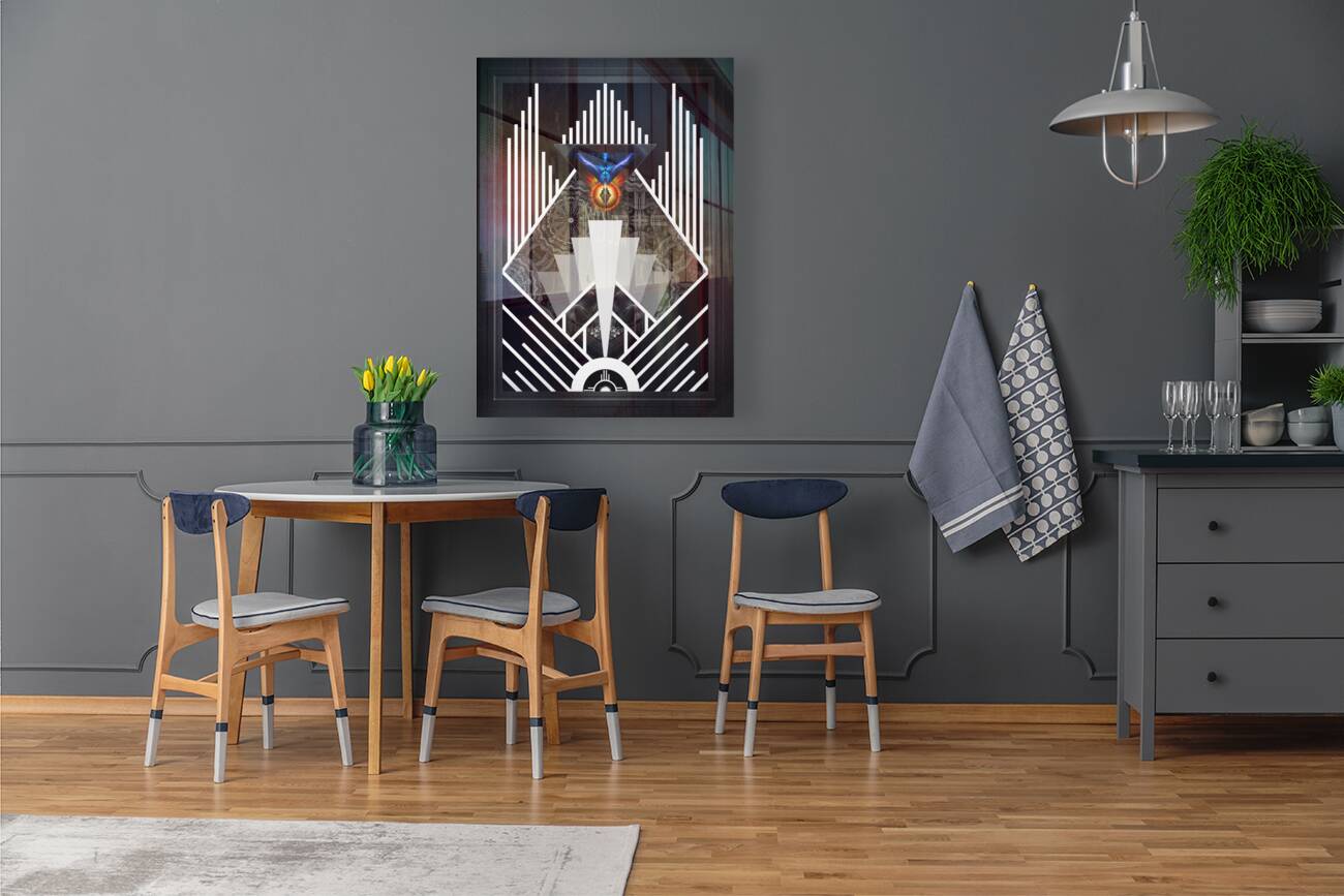 Wings Of Lightning Deco Mech Flare Fractal Abstract Art by Xzendor7 Reproduction