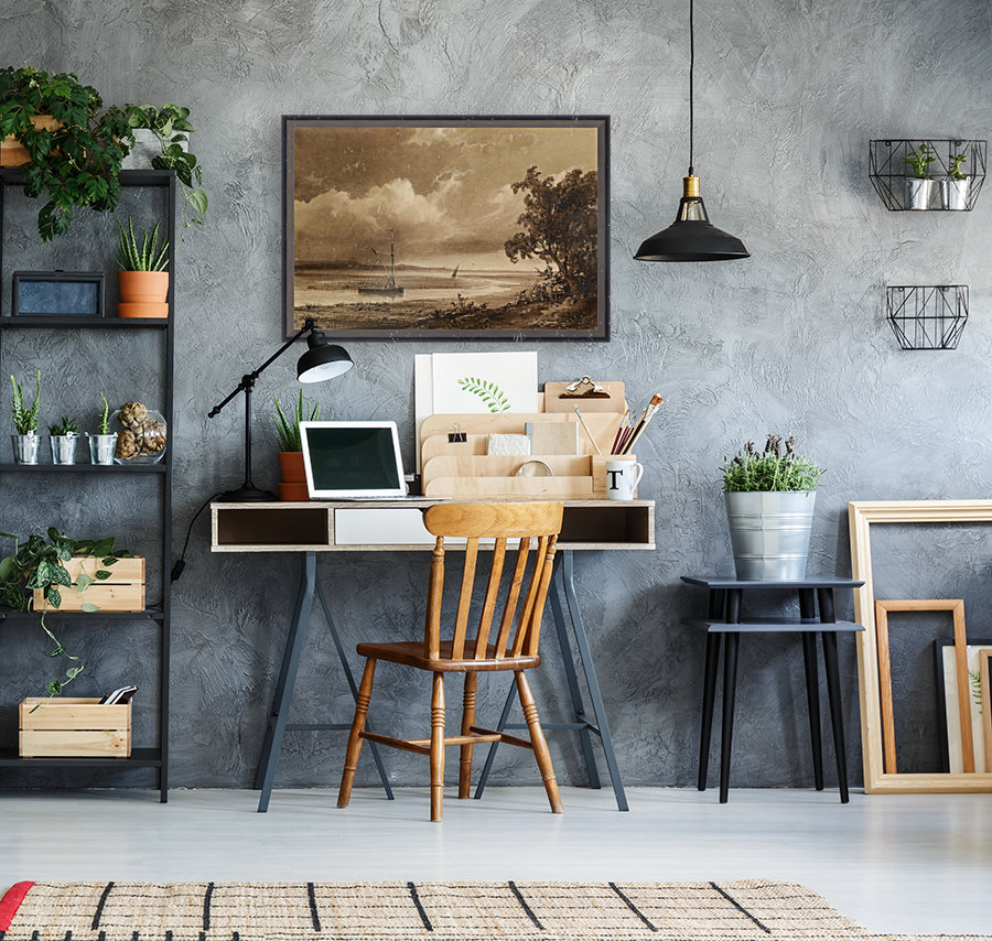 Riverscape with Boats Reproduction