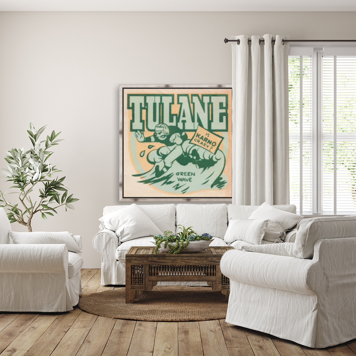 1940s tulane green wave art Reproduction