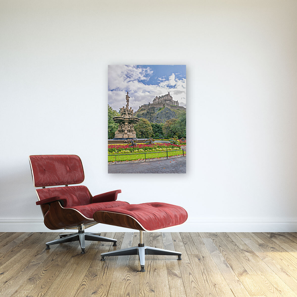 The Ross Fountain and Edinburgh Castle, Scotland Reproduction