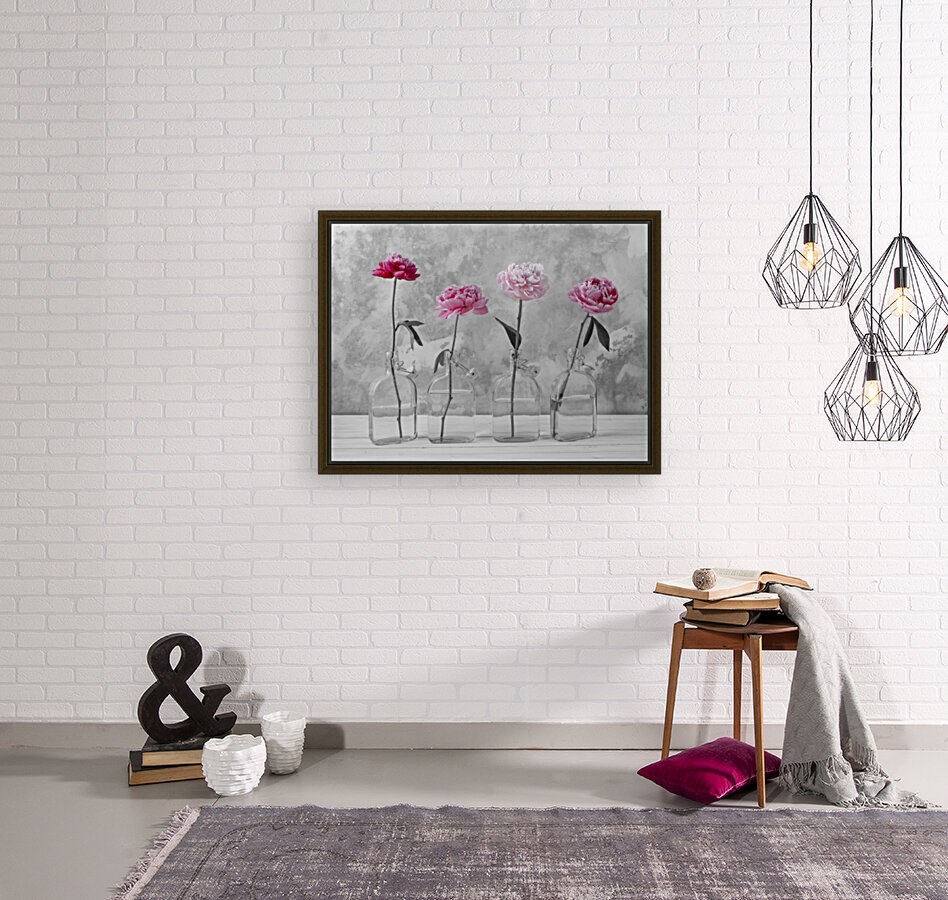 Peonies in glass bottles Reproduction