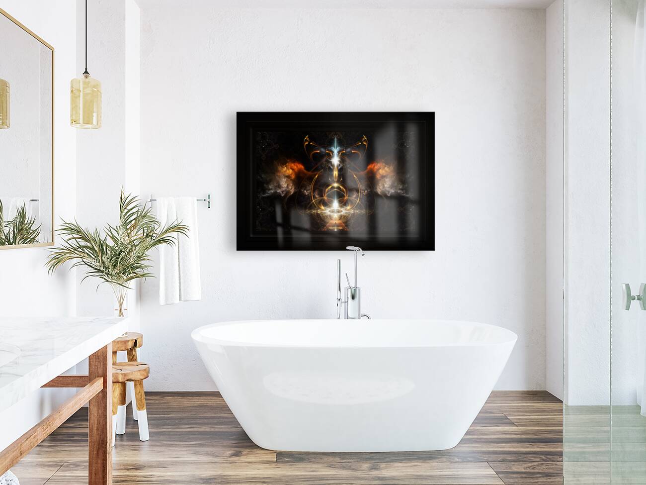 The Wings Of Fire Sci-Fi Fantasy Mystical Fractal Art Composition by Xzendor7 Reproduction