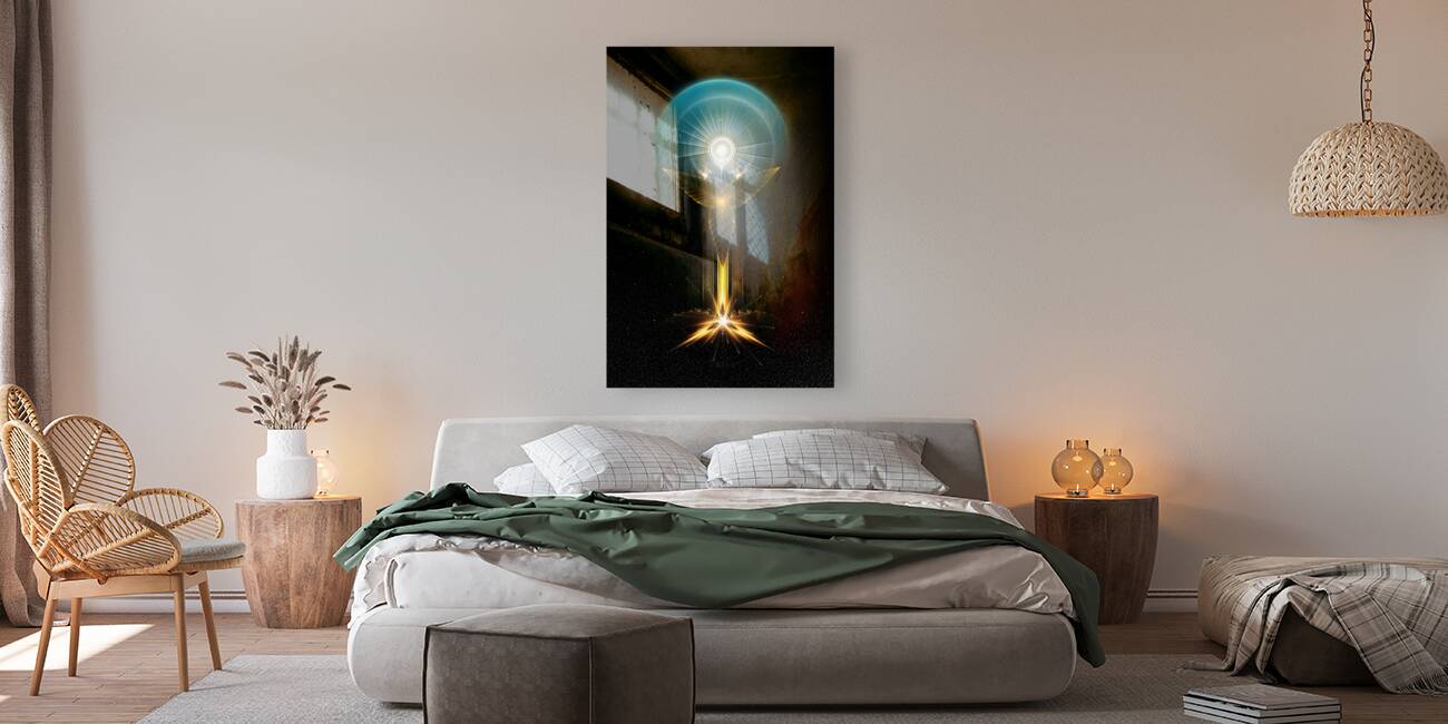 The Light Of Hope On Golden Wings Fractal Art Reproduction