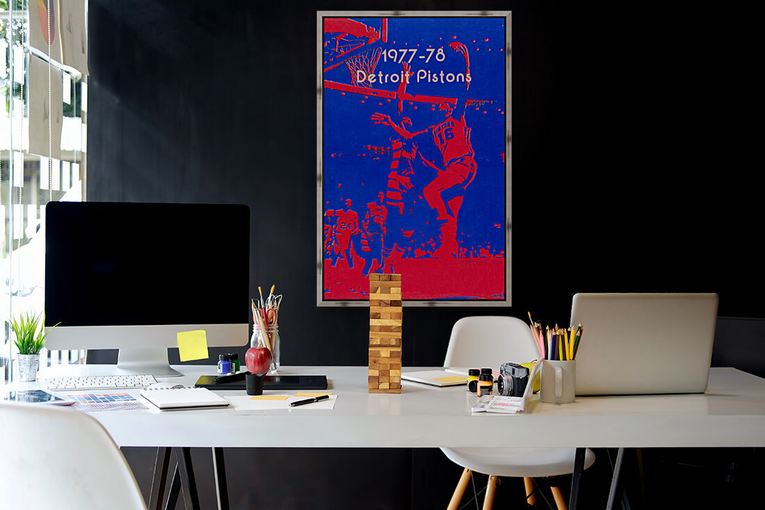 1977 Detroit Pistons Basketball Poster Reproduction