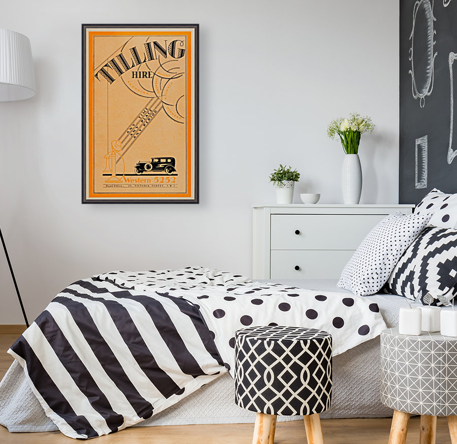 1933 Tilling Hire Vintage Car Art Deco Font Mini Poster Reproduction