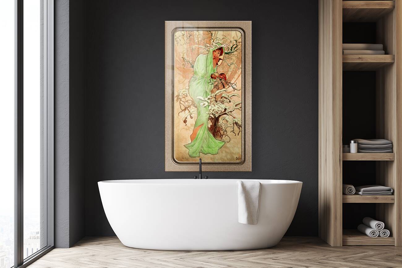 Winter In A Green Cape by Alphonse Mucha Vintage Old Masters Art Nouveau Reproduction Reproduction