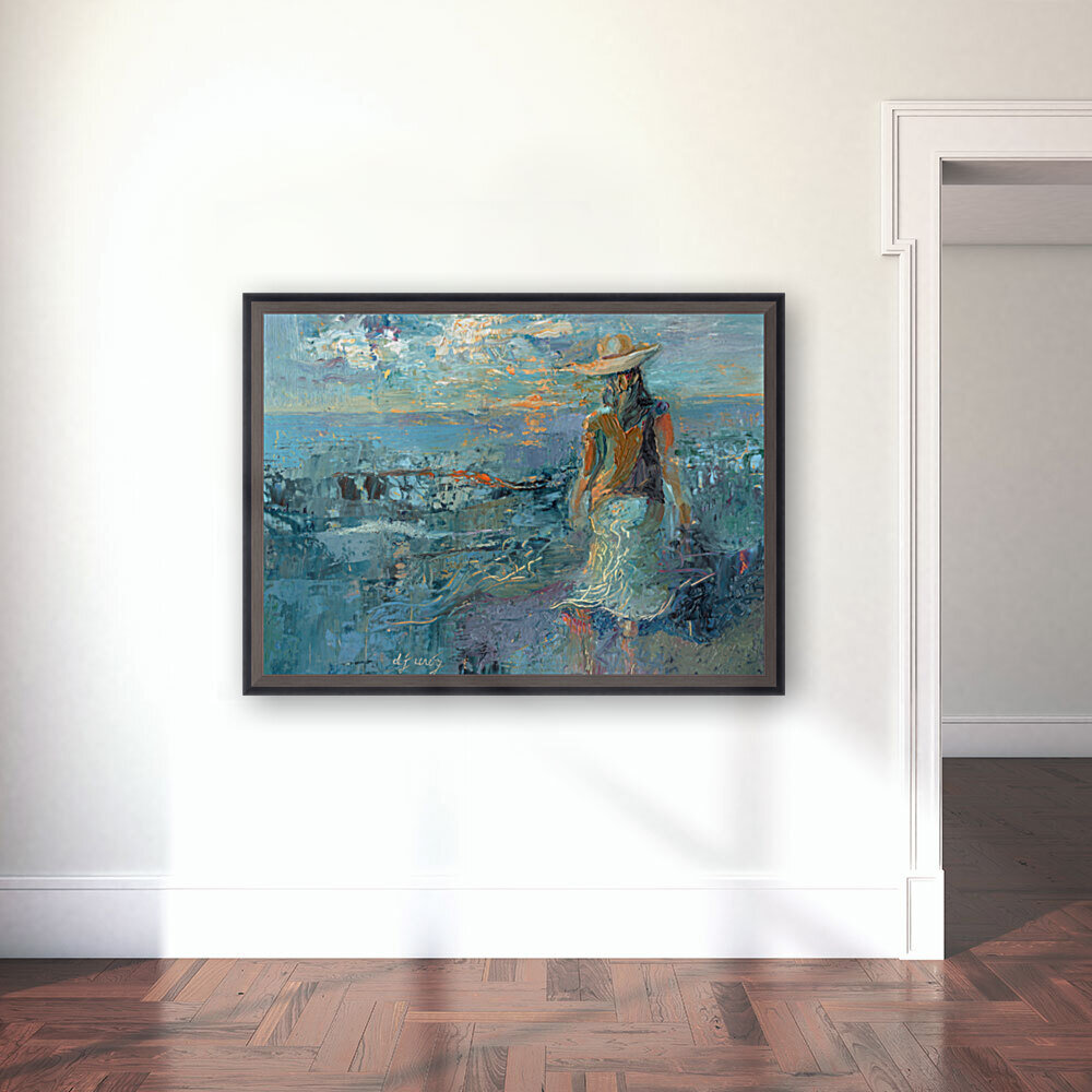 Woman on a Twilight Beach Reproduction