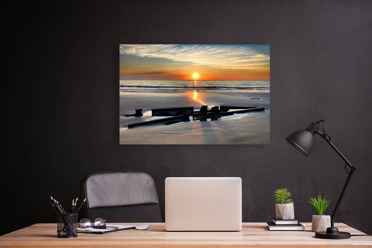 Driftwood Beach Shipwreck Sunrise Reproduction