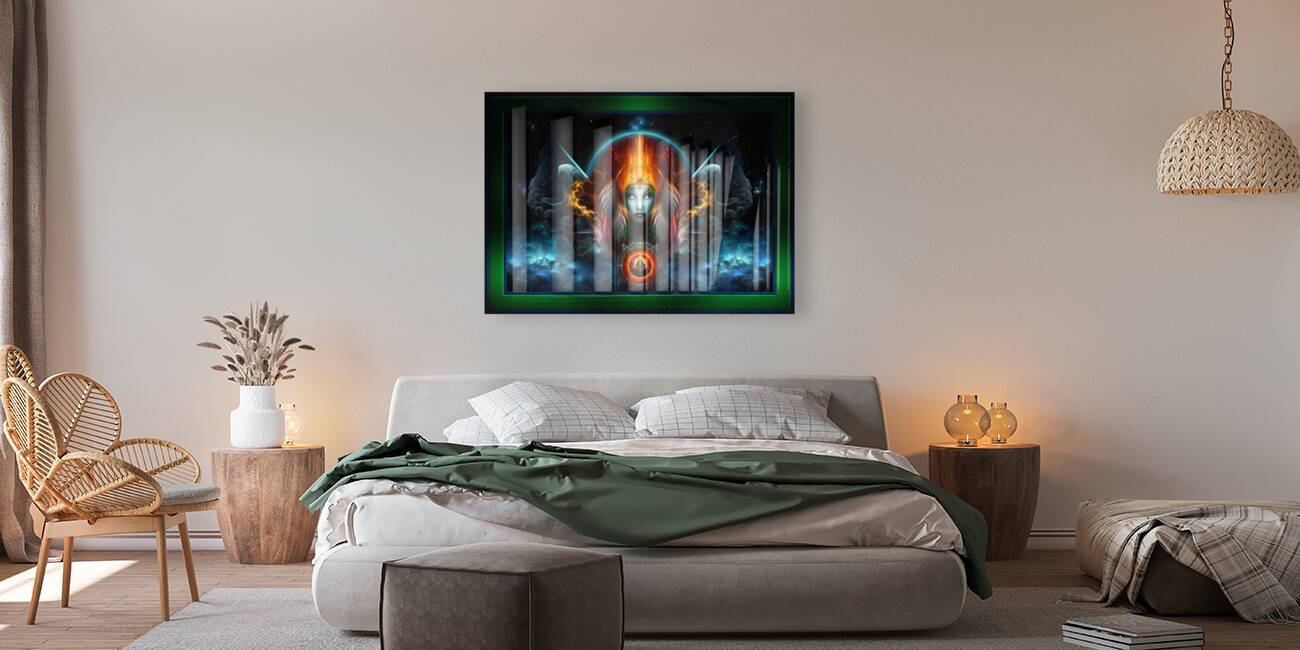 Riddian Queen Seat Of The Gods Sci-Fi Fractal Art Portrait Reproduction