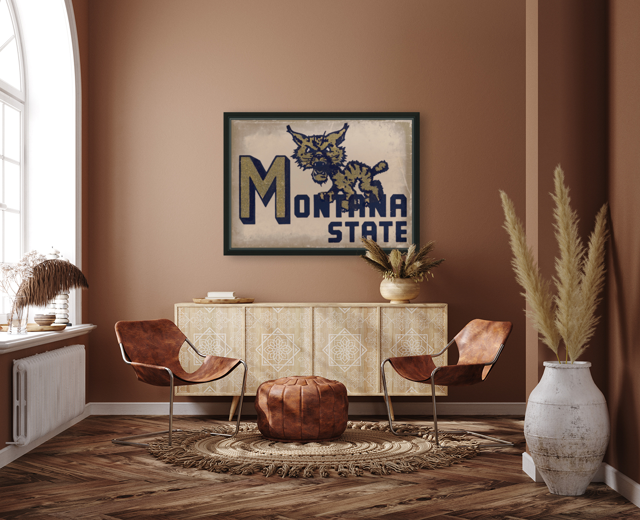 Vintage Montana State Bobcat Art Reproduction