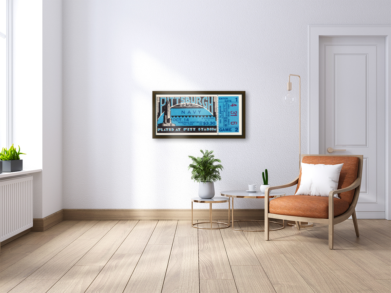 1933 Pittsburgh vs. Navy Football Ticket Art Reproduction