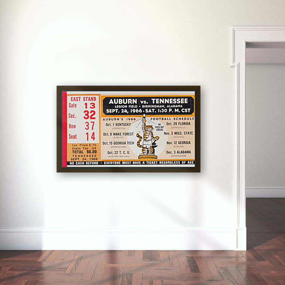 1966 Tennessee vs. Auburn Football Ticket Stub Art Reproduction
