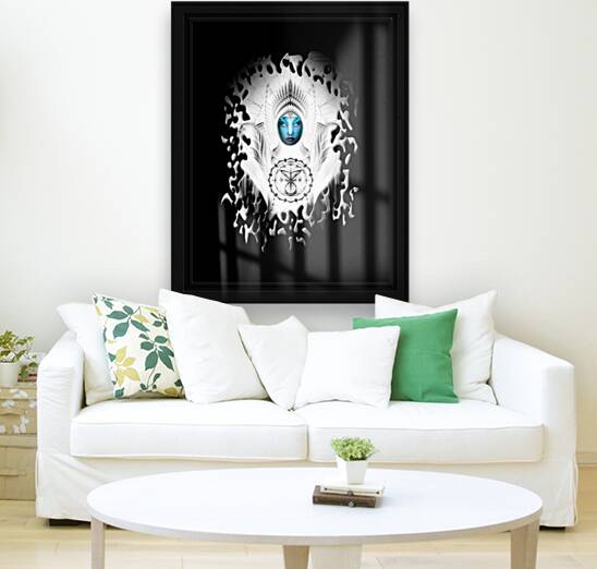 Riddian Queen Angel White GSplatter On Black Fractal Art Portrait Composition Reproduction