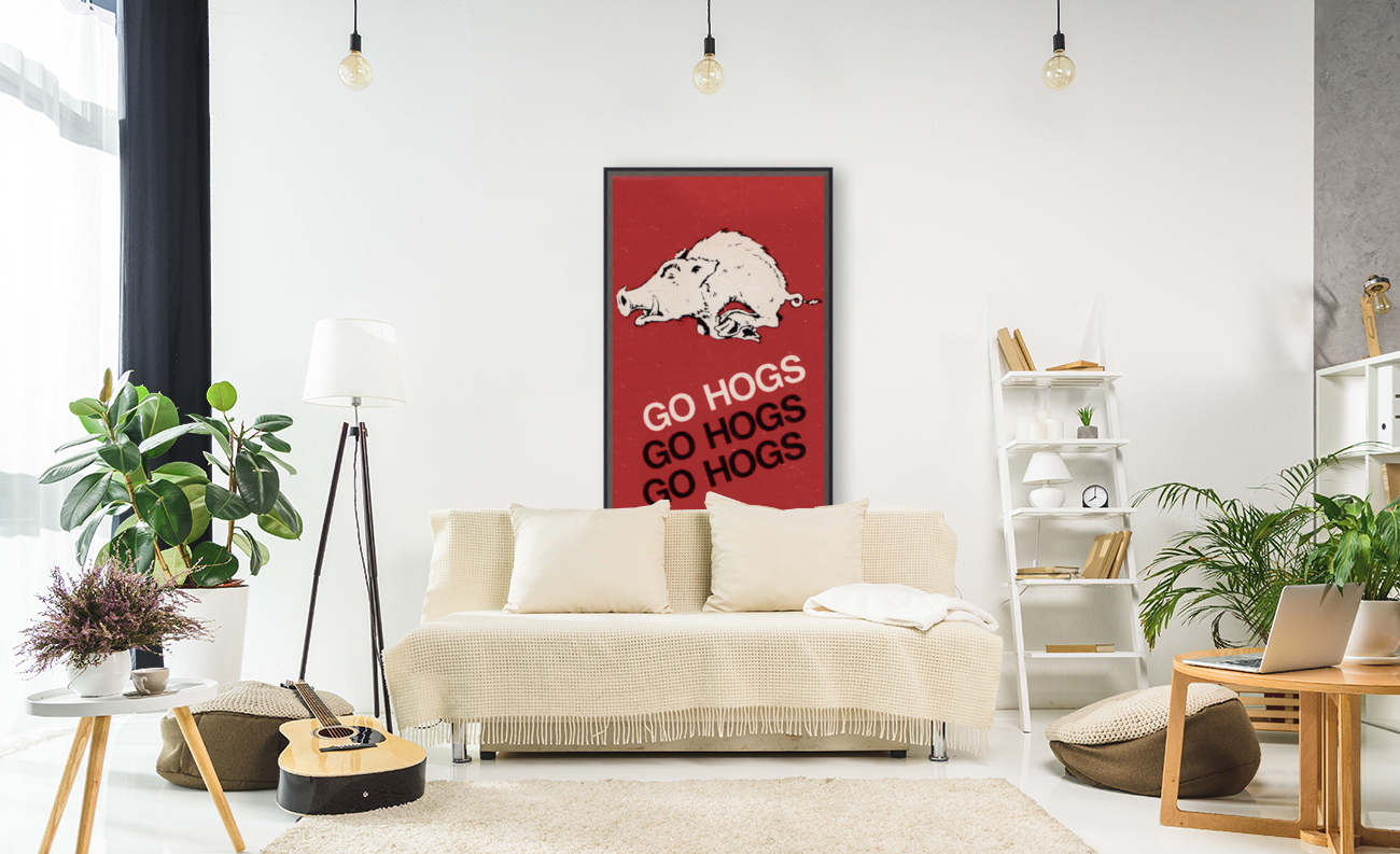 Retro Seventies Go Hogs Arkansas Razorback Art | Row 1 Reproduction