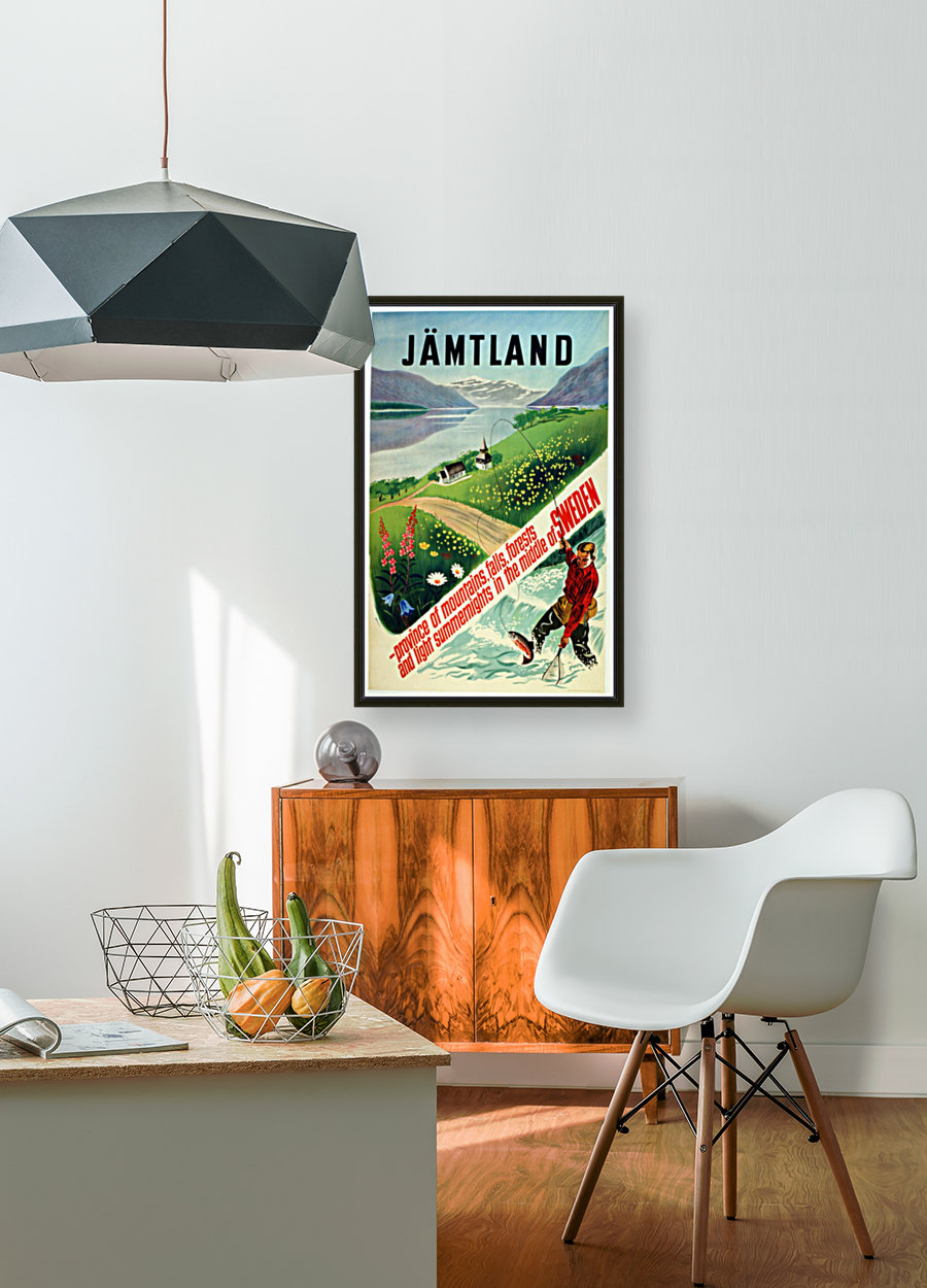 Fishing in Jamtland Sweden Original Vintage Travel Advertising Poster Reproduction