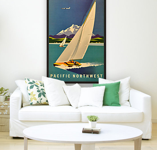 Original vintage travel advertising poster for United Airlines Pacific Northwest Reproduction