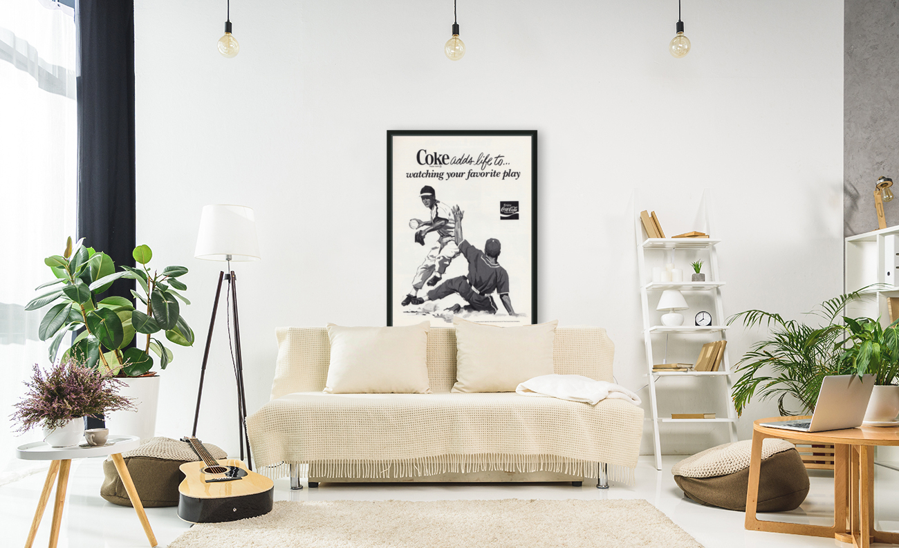 1977 Coke Advertisement Baseball Art Reproduction