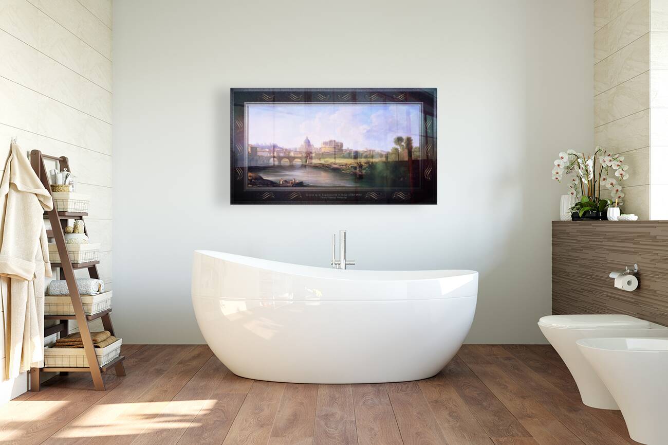 Gezicht op de Engelenburcht te Rome by Pierre-Antoine Demachy Classical Fine Art Xzendor7 Old Masters Reproductions Reproduction