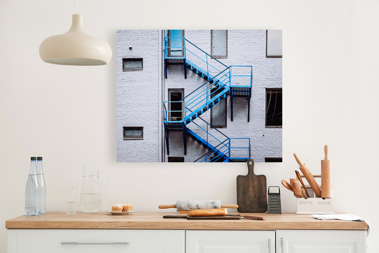 Blue Fire Escape Stairs Reproduction