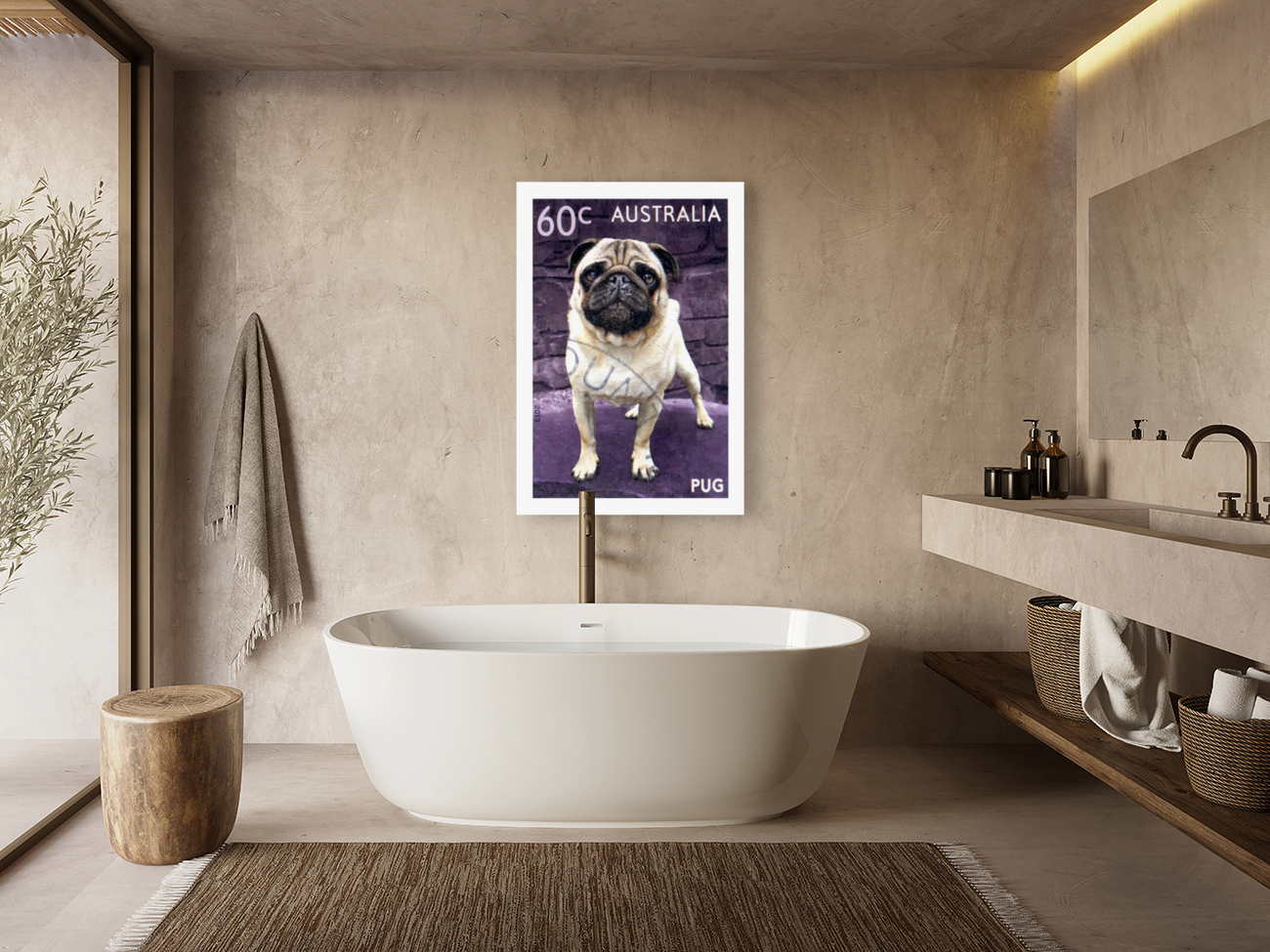 2013 AUSTRALIA Pug Dog Postage Stamp Reproduction