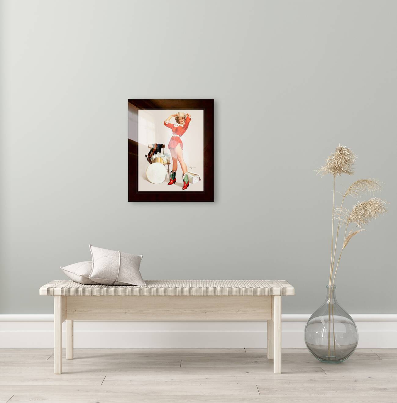 Playful Cowgirl by Gil Elvgren Vintage Xzendor7 Old Masters Reproductions Reproduction