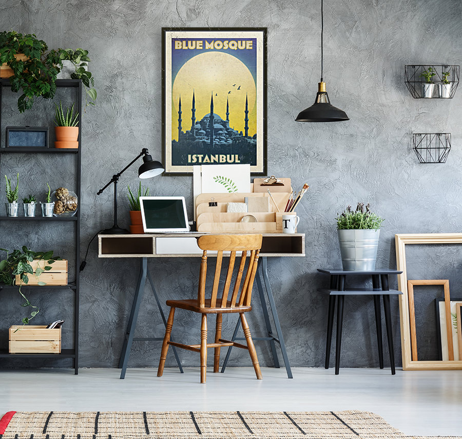 Turkey Blue Mosque Istanbul vintage travel poster Reproduction