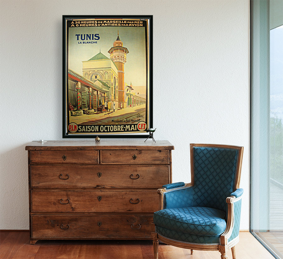 Tunis La Blanche vintage travel poster Reproduction