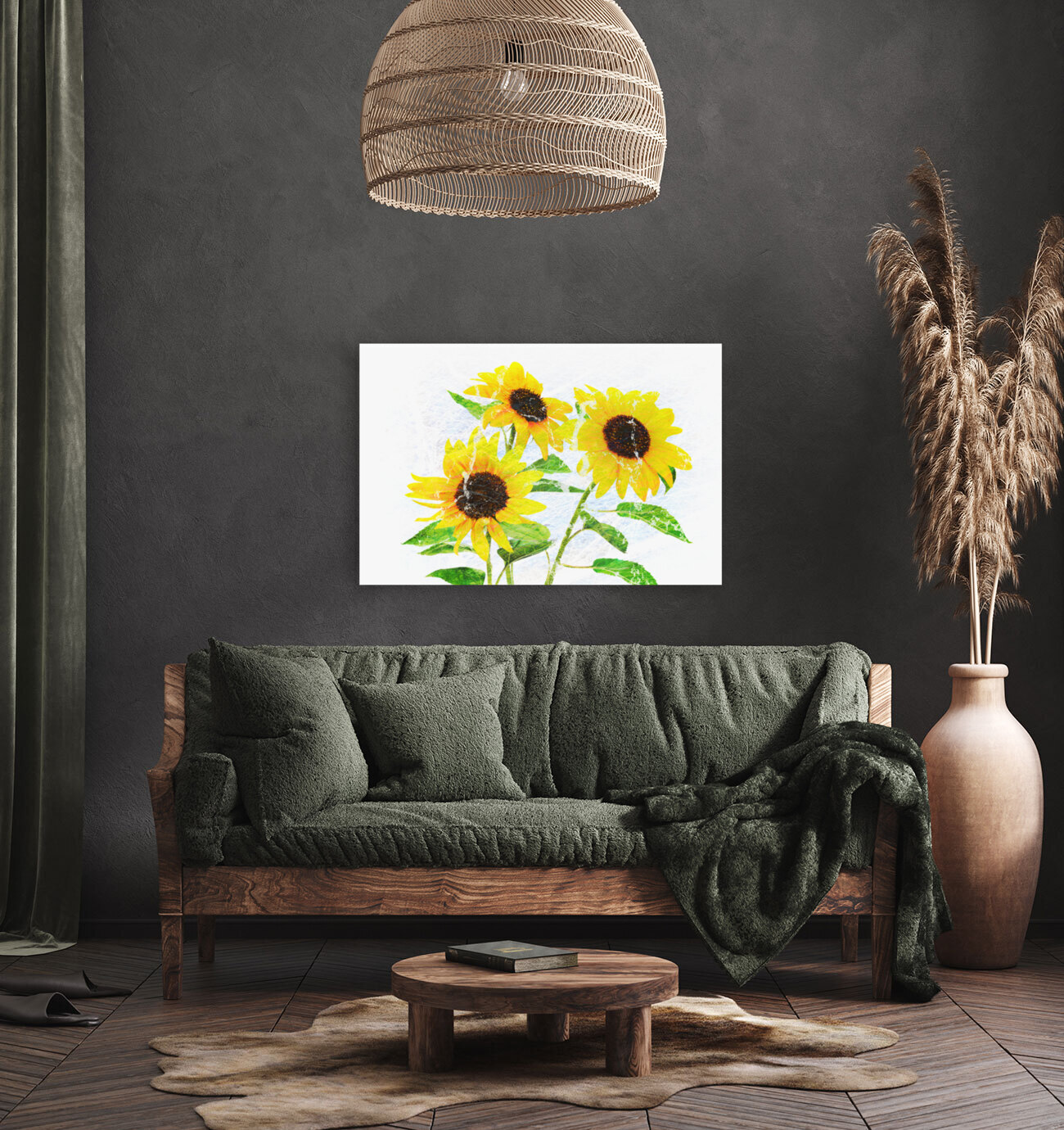Abstract bouquet of flowering sunflowers Reproduction
