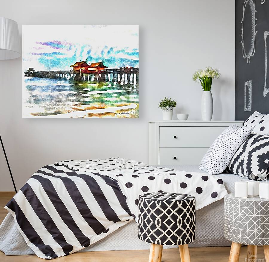 Naples Pier Watercolor View Reproduction