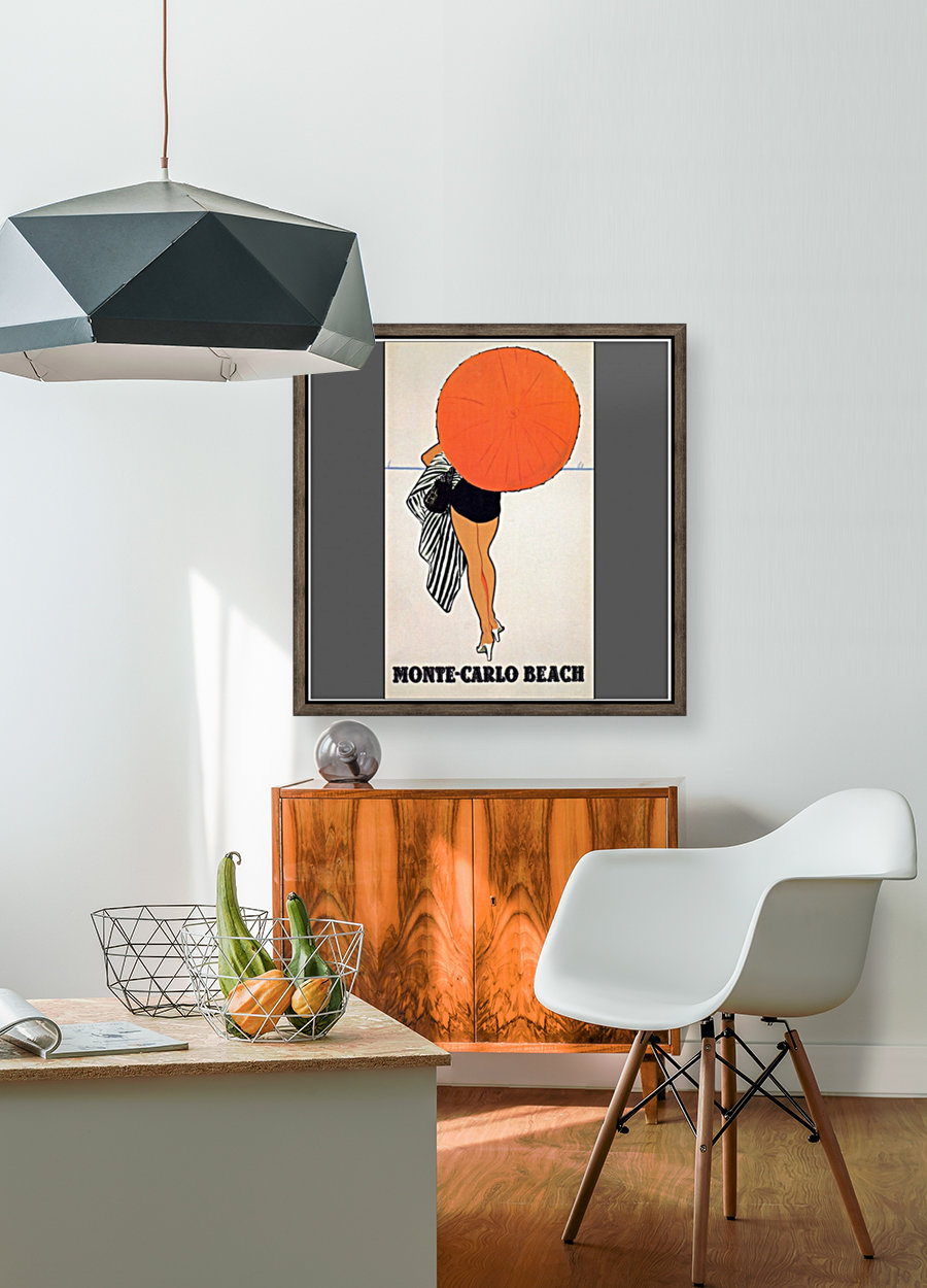 Vintage travel poster for Monte Carlo Beach Reproduction