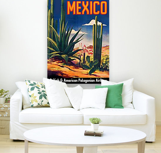 British and American Patagonian Airlines poster for Mexico Reproduction