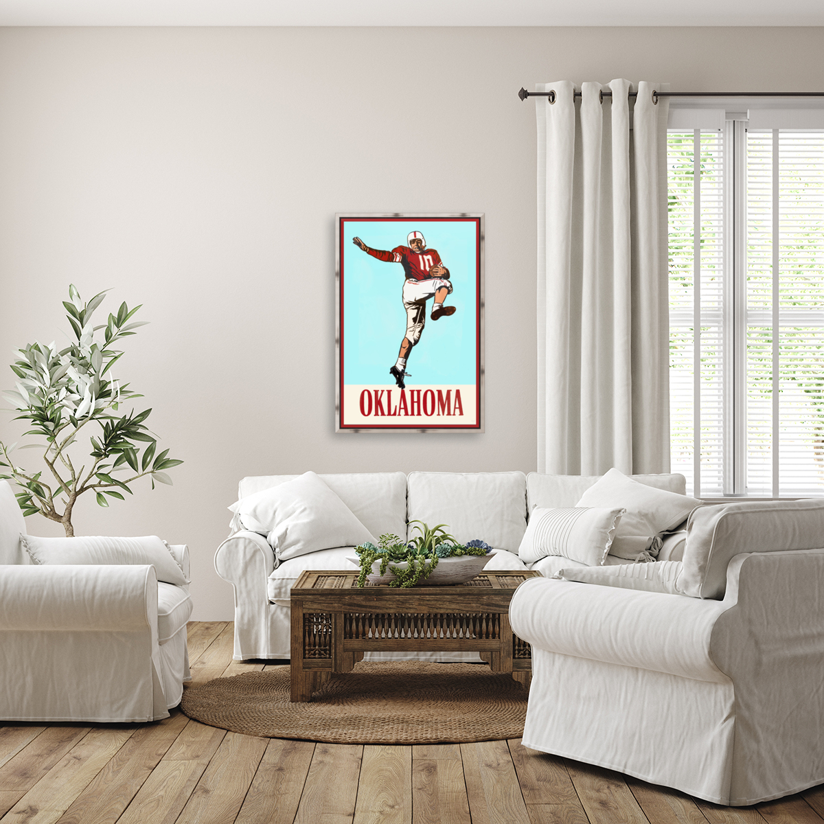Vintage Oklahoma Football Player Art Reproduction