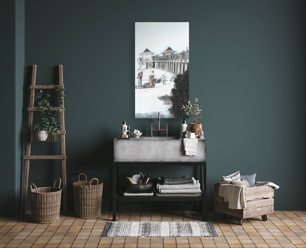 Naples Pier Black White Vision Reproduction