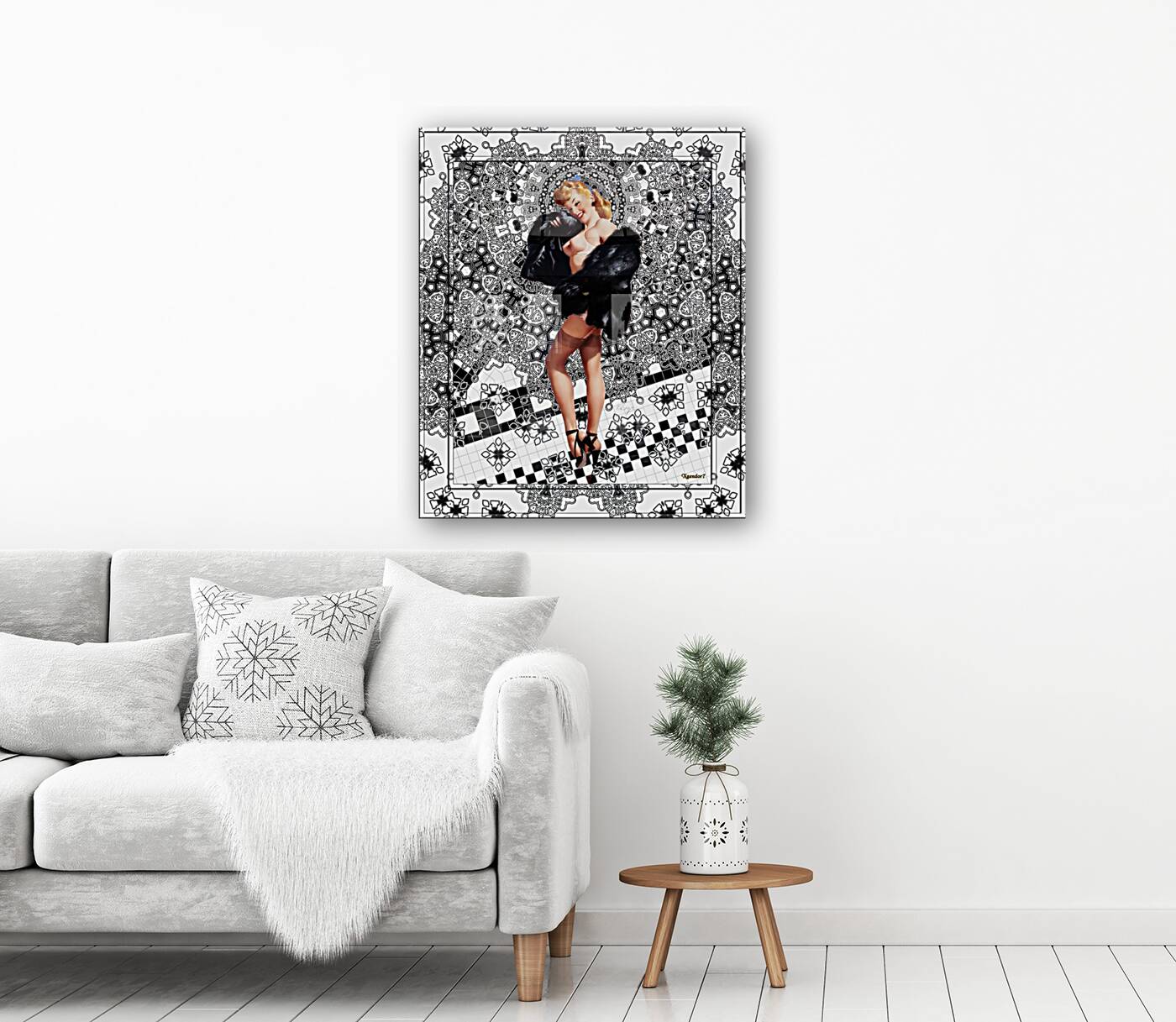 Black Mink by Gil Elvgren Remastered Retro Art Xzendor7 Reproductions Reproduction