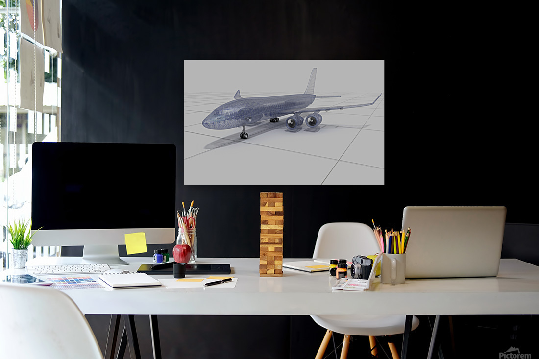 Airplane wire model 3D illustration Reproduction