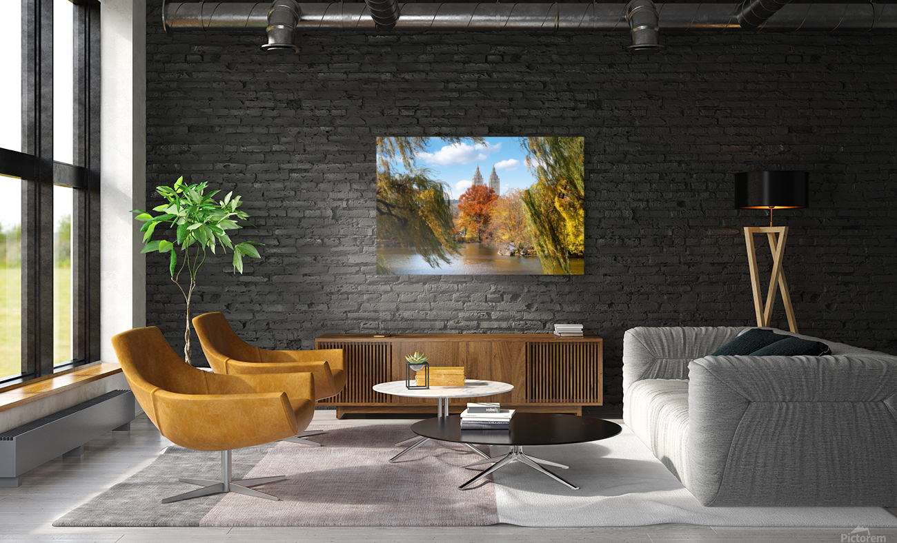 Lake in Central Park in autumn Reproduction