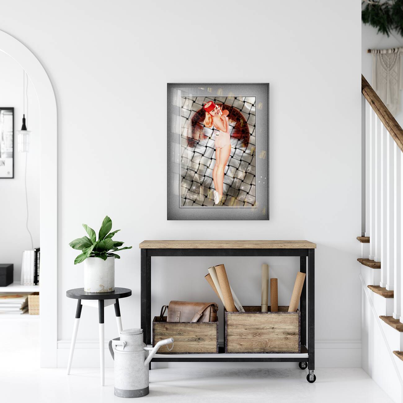 Bell Hop Pinup Girl Calendar Illustration by George Petty Remastered Vintage Retro Xzendor7 Art Reproductions Reproduction