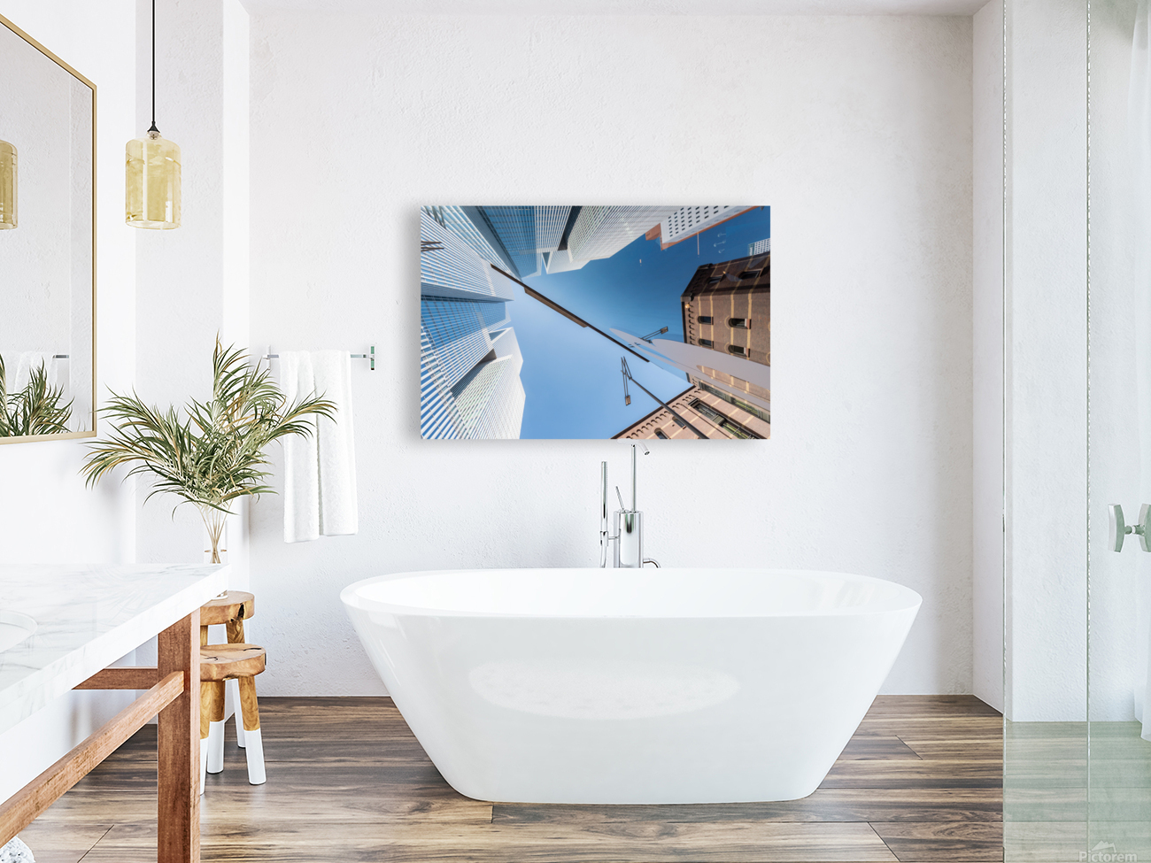 Ancient and modern buildings low angle view rjpg Reproduction