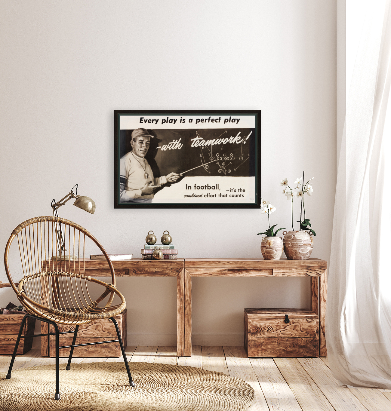 1954 Vintage Football Coach Art Reproduction