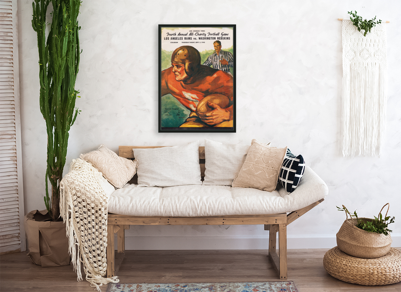 1948 LA Rams vs. Washington Redskins Football Cover Wood Print Reproduction